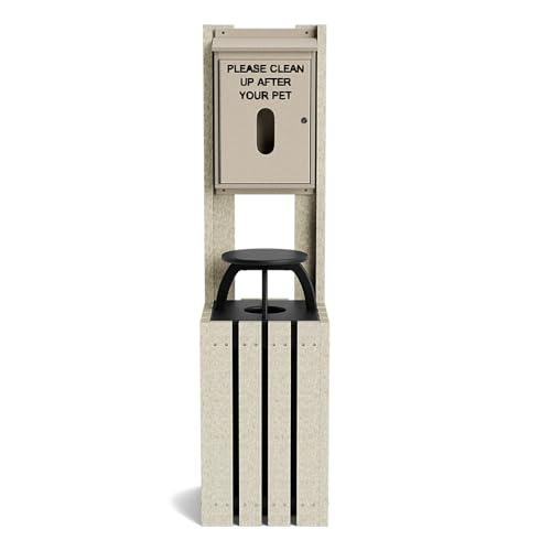 Pet Waste Bag Dispenser for Dog Parks, Trails & Public Spaces, Recycled Plastic with Built in Trash Can and Bag Dispenser | Weather Resistant & Built to Last a Lifetime - Sand - color: Sand