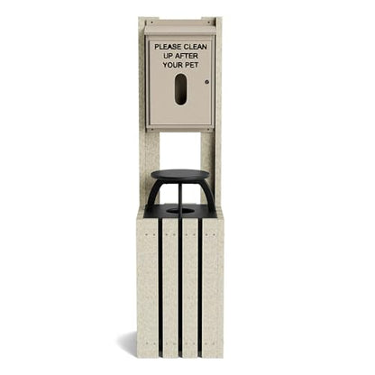 Pet Waste Bag Dispenser for Dog Parks, Trails & Public Spaces, Recycled Plastic with Built in Trash Can and Bag Dispenser | Weather Resistant & Built to Last a Lifetime - Sand - color: Sand