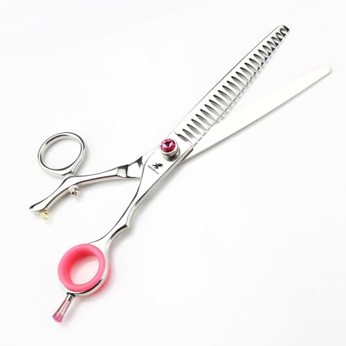 Pet Grooming Scissors Set - 3PCS 7.5 Inch Grooming Shears with Straight, Curved and Thinning Scissors, 440C Stainless Steel, Rotating Handle and Grooming Comb,B - size: B