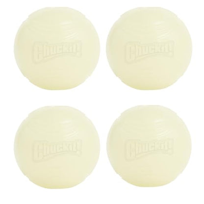 Chuckit! Glow in the Dark Bouncy Balls - Ball for Dogs, Chuckit Dog Toy, Max Glow Balls - Medium, 2.5 Inch, Pack of 4 - size: Medium