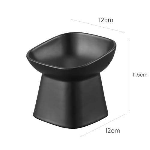 Yamazaki Home Tower Elevated Ceramic Pet Food Bowl - Angled, Non-Slip, Microwave & Dishwasher Safe - 6.7Oz - color: Black