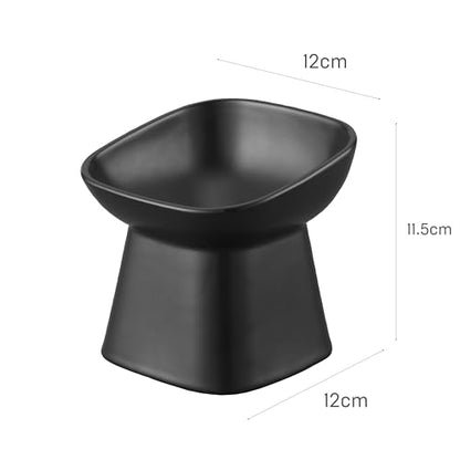 Yamazaki Home Tower Elevated Ceramic Pet Food Bowl - Angled, Non-Slip, Microwave & Dishwasher Safe - 6.7Oz - color: Black