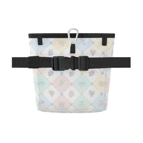 Fruits Water-Resistant Dog Treat Pouch, 3 Ways to Wear Treat Bag with Magnetic Closure & Reflective Strip, Hands-Free for Pet Training, Walking