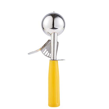 Saebye Portion Scoop - #20 (1.5 oz) - Disher, Cookie Scoop, Ice Cream Scoop - Portion Control - 18/8 Stainless Steel, Yellow Handle, For Cookie, Ice Cream, Meatball, Muffin, Cupcake, Protein Balls - size: #20/ 1.5 oz