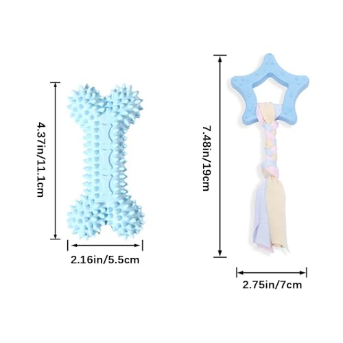 2 Pack Dog Chew Toys for Puppy Cute Blue Small Dog Toys Puppy Dog Toys for Teething Soft Durable Interactive Chew Toy for Small Dogs Light Blue