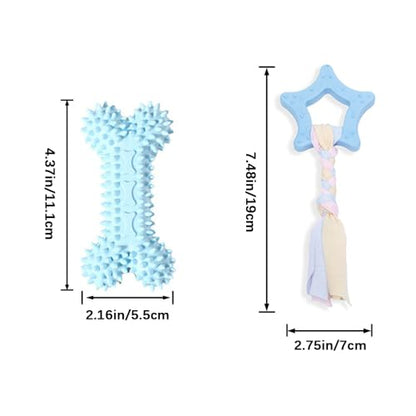 2 Pack Dog Chew Toys for Puppy Cute Blue Small Dog Toys Puppy Dog Toys for Teething Soft Durable Interactive Chew Toy for Small Dogs Light Blue