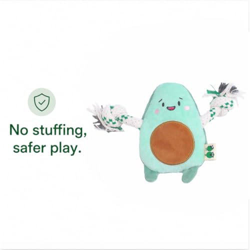 Green Sheep Puppy Plush Dog Toy, No Stuffing Squeaky Toy with Recycled Cotton Rope for Teething, Comfort and Gentle Play, Small Dogs and Puppies, Avacado - color: Avocado