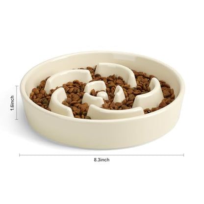 Slow Feeder Dog Bowl, Ceramic 2 Cups Dog Food Bowls for Small, Medium, and Large Breed, Anti-Slip Maze Puzzle Food Dish to Slow Down Eating (White, 2 Cups) - color: Flower - White