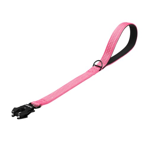 PetBonus Heavy Duty Short Dog Leash, 24 Inch Nylon Traffic Leash with Quick Release Clip, Comfortable Padded Handle, Reflective Training Lead for Medium Large Dogs (Pink, 24") - color: Pink, size: 24 Inch
