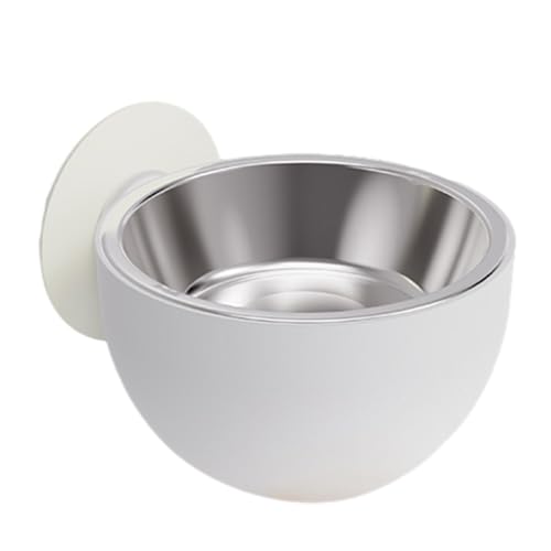 Wall Mounted Pet Bowls - Elevated Pet Bowl Magnetic Dog Food Bowls, Elevated Cat Serveware | Black, White, Stainless Steel + PP Wall Mount Raised Puppy Food Bowl Dishwasher Safe for Pets Feeding - color: White