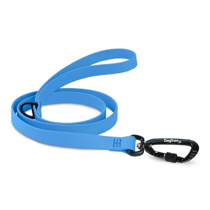 DogTraxs Essential Biothane Dog Leash, 3/4 in x 4 ft, Cerulean Blue | Waterproof, For Small, Large, Medium Dogs, Dog Training, Locking Carabiner - color: Cerulean Blue, size: 3/4 In x 4 Feet