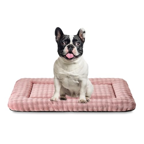 Dog Bed Mat Crate Pad for Medium Dogs, Washable Soft Pet Sleeping Mat Kennel Pad with 3D Bubble Pattern, Dusty Pink, 30"x 19" - color: Dusty Pink, size: 30"L x 19"W x 1.5"Th