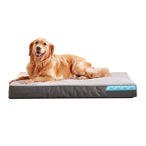 Orthopedic Memory Foam Dog Bed, Cooling Dog Beds for Extra Large Dogs -Waterproof Pet Bed for Crate with Removable Washable Cover, XL(41inch,90Lbs) - color: Purple Grey, size: X-Large-41"x 29" x 4"