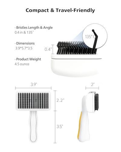 PETHROOM Self-Cleaning Slicker Brush for Dogs & Cats – Gentle Grooming & Deshedding Tool, Removes Mats & Tangles, Skin-Friendly Coated Tips, One-Touch Hair Removal Button