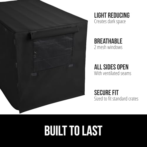 GORILLA GRIP Dog Crate Covers Compatible with Amazon Basics Dog Crates, All Sides Open, Privacy Cover Fits 48" Wire Kennel, Breathable Mesh Windows, Light Reducing Puppy Training Cage Topper, Black - color: Black, size: 48" X 30" X 33"