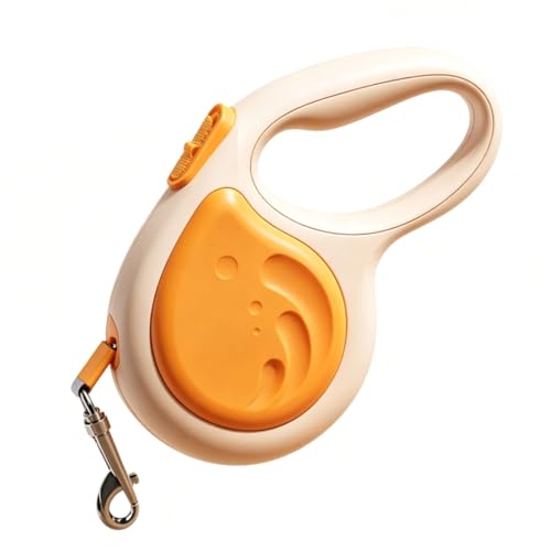 Retractable Puppy Leash, Dog Extendable Walking Leash with Ergonomic Anti Slip Grip & Reinforced Nylon Tape, Portable One Click Brake Pet for Large Dogs Walking (Orange)