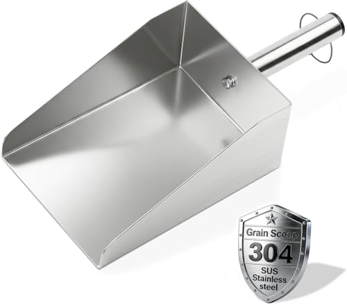 304 Stainless Steel Flour Scoop, Heavy Duty Large Ice Scoop 6-inch Wide High-Capacity for Flour Livestock Poultry Pet Food and Bird Seed Comfortable Grip Handle Easy to Clean (50OZ) - size: 50OZ