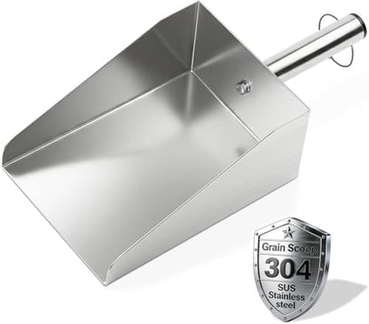 304 Stainless Steel Flour Scoop, Heavy Duty Large Ice Scoop 6-inch Wide High-Capacity for Flour Livestock Poultry Pet Food and Bird Seed Comfortable Grip Handle Easy to Clean (50OZ) - size: 50OZ