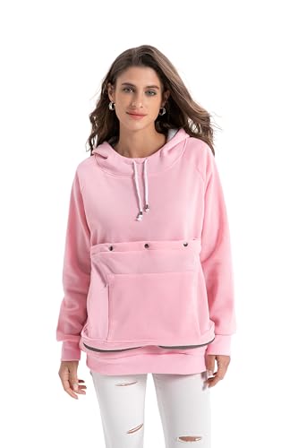 Pet Cat Dog Pouch Hoodie Small Animal Carrier – Kitten Puppy Pouch Sweatshirt Holder Fleece Unisex Hoodies Pink - color: Pink, size: XX-Large