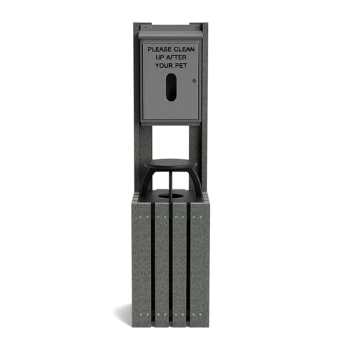 Pet Waste Bag Dispenser for Dog Parks, Trails & Public Spaces, Recycled Plastic with Built in Trash Can and Bag Dispenser | Weather Resistant & Built to Last a Lifetime - Charcoal - color: Charcoal