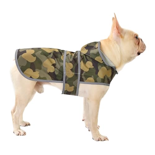 Dog Raincoat for Medium Dogs Waterproof Jacket Hooded Rain Coats with Reflective Strips Leash Hole & Poncho Adjustable Fit (CamoDuck,M) - color: Camo Ducks, size: Medium