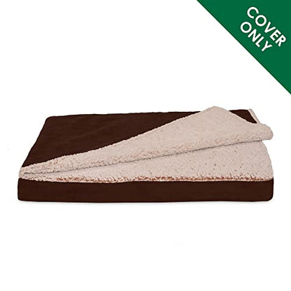 Furhaven Replacement Dog Bed Cover Berber & Suede Blanket Top Mattress, Machine Washable - Espresso, Medium - color: Blanket Top - Berber & Suede (Espresso), size: Medium