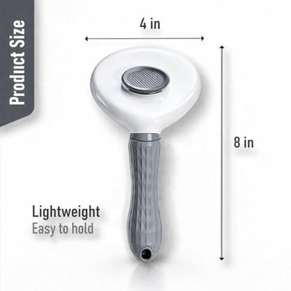 Self Cleaning Slicker Brush for Dogs & Cats – Deshedding Grooming Tool with One Click Hair Removal – Gentle for Sensitive Skin - color: GREY