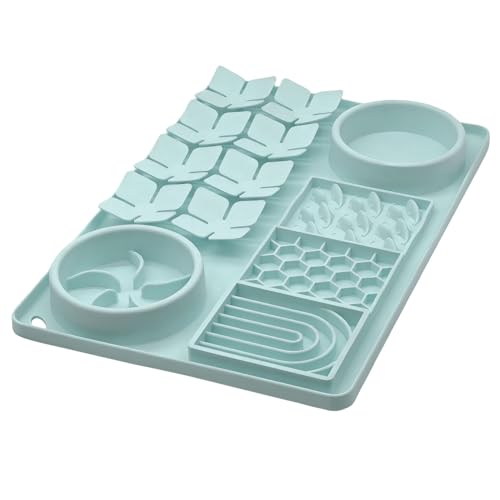 Slow Feeder Bowl, Silicone Lick Mat with Suction Cups for Dog Cat, Snuffle Mat for Pet Smell Training, Puzzle Toys for Bored Puppy,Interactive Sniff Mat for Slow Eating & Keep Busy, Mint Green - color: Mint Green