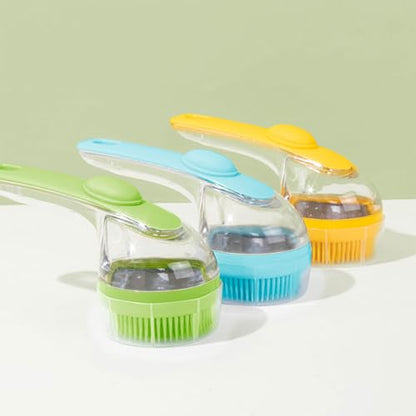 Handle Pet Bath Brush with Shampoo Dispenser Bath Silicone Bristles Washing Massage Shower Supplies Brushes for Dogs Soft Silicone Shampoo Massage Dispenser Grooming - color: Blue