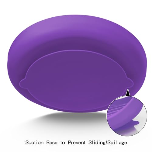 Slow Feeder Dog Bowls, Silicone Food Bowl Anti-Gulping, Pets Puppy Slow Feeder with Suction Cups, Dishwasher Microwave Safe for All Small Medium Dogs, Wave Design Purple - color: purple