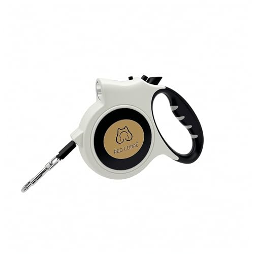 Led Light Retractable Dog Leash for Small to Medium Dogs – Extends Up to 16ft for Night Walks (White) - color: white