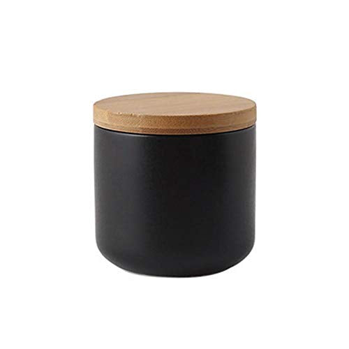 MilkyWay Food Storage Jar Strong Ceramic Storage Canisters with Airtight Seal Bamboo Lid Modern Design Seal Damp-Proof Kitchen Jar for Coffee, Tea, Spice and More (Black(S: 8.7oz/260ml)) - color: Black(S:8.7oz/260ml)