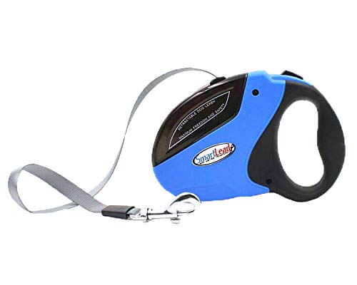 SmartLead Retractable, Reflective, Heavy-Duty 16-Foot Nylon Dog Leash, Tangle Free, Anti-Slip Brake Technology, Easy Grip Handle, Good for Dogs up to 110 Pounds – Blue (RL05BL) - color: Blue