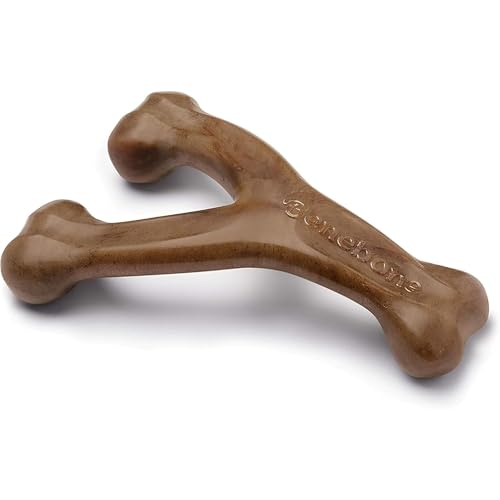 Benebone Wishbone Durable Dog Chew Toy for Aggressive Chewers, Made in USA, Small, Real Bacon Flavor - size: Small