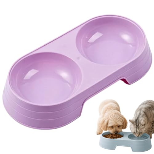 Pet Food and Water Bowl, Double Feeding Bowls, Small Grey, for Cats and Small Dogs, Portable Pet Accessories (Purple) - color: Purple