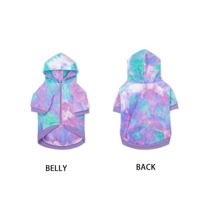 French Bulldog Clothes Dog Hoodie Sweatshirts with Pockets for Small Dogs Puppy Chihuahua Coat Clothing Pet Cat Hoodie Fleece Dog Sweaters Costume - color: Purple +Green, size: XS