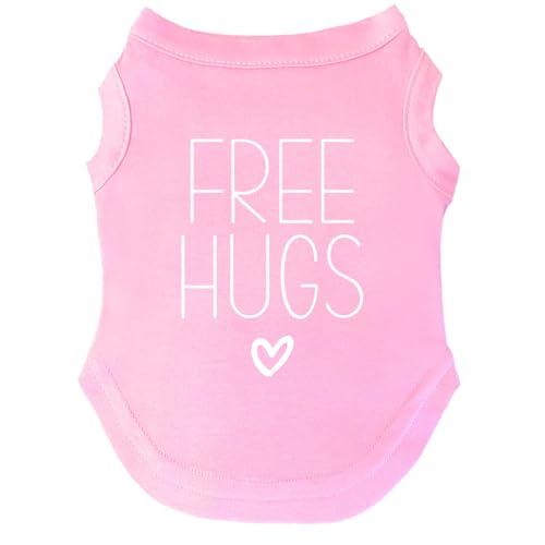 Free Hugs Dog Tee Shirt | Sleeveless Breeds | Valentine's Day | Love & Hearts |Light Pink, Small 379 - color: Baby Pink, size: Small (3-8 lbs)