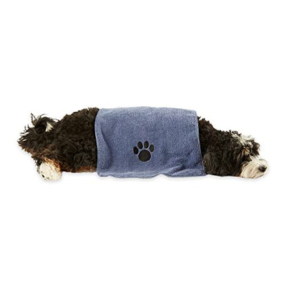 Bone Dry Pet Grooming, Embroidered Microfiber Towel Drying Collection, 15x30, Stonewash Blue - color: Stonewash Blue, size: 15x30"