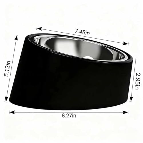 15° Tilted Dog Bowl for Small Dogs Flat-Faced Breeds - Anti-Choke Ergonomic Elevated Feeder Non-Slip Base - 2-in-1 Detachable Stainless Steel Food & Water Bowls - Classic Black Sleek Style (Ｌ, Black) - color: Black, size: L