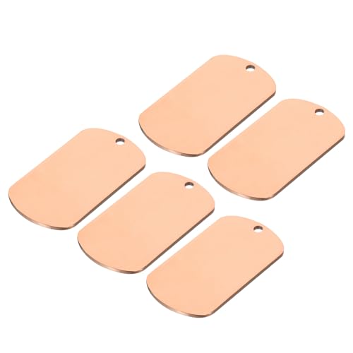 MECCANIXITY Metal Blank Tags Stamping, 2"x1.1" Rose Gold Stainless Steel Blank Dog Tags DIY Engraving Blank Tags for Pet Dog ID Tags, Pendant Decoration, Craft Tags, Pack of 5 - color: Rose Gold, size: 1.97"x1.1"