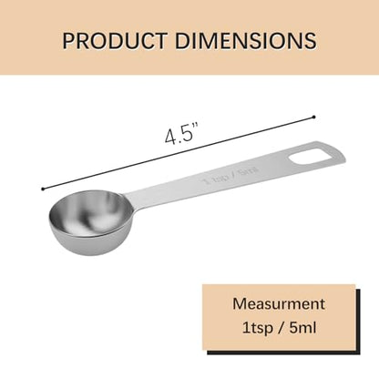1PCS 1tsp (1/3tbsp, 5ml) Single Measuring Spoon, Stainless Steel Individual Teaspoons Only - size: 1 tsp | 1/3 tbsp | 5 ml | 5 cc | 1/6 oz