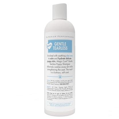 Four Paws Magic Coat Gentle Tearless Soothing Aloe Vera Puppy Shampoo, Gentle Deodorizing Shampoo for Puppies, Baby Powder Scent, 16 Ounce - size: 16 Ounces (1 Count), style: Tear-Free Puppy Shampoo