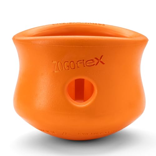 WEST PAW Zogoflex Toppl Interactive Treat Dispensing Puzzle Dog Toy for Mental Stimulation & Enrichment-Holds Kibble & Treats-Lickable, Freezable & Dishwasher Safe-Made in USA-XL-Tangerine - color: Tangerine, size: X-Large