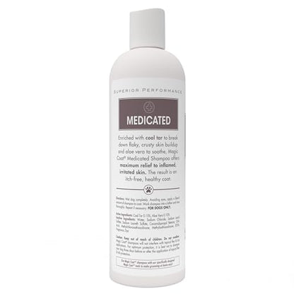 Four Paws Magic Coat Medicated Shampoo for Dogs with Coal Tar, Moisturizing Dog Wash for Itchy Dry Skin, Dog Grooming, Classic Clean Scent, 16 Ounce - size: 16 Ounces (1 Count), style: Medicated Dog Shampoo