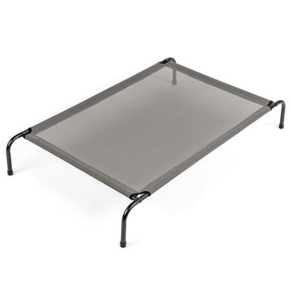Elevated Dog Bed, Outdoor Raised Dog Cots Bed for Large Dogs, Portable Standing Pet Bed with Washable Breathable Mesh, No-Slip Feet for Indoor Outdoor, Large, Gray