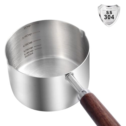 Kichwit Dog Food Scoop, 1 Cup, 304 Stainless Steel Pet Food Scoop Measuring Cup with Wooden Handle (1 Cup) - size: 1 Cup