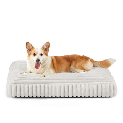 Dog Bed Medium Size Dog, Flat Pet Beds with Removable Washable Cover, Pet Mat Cute Crate Bed Thick Shredded Chopped Crate Foam & Anti Slip Bottom for Indoor