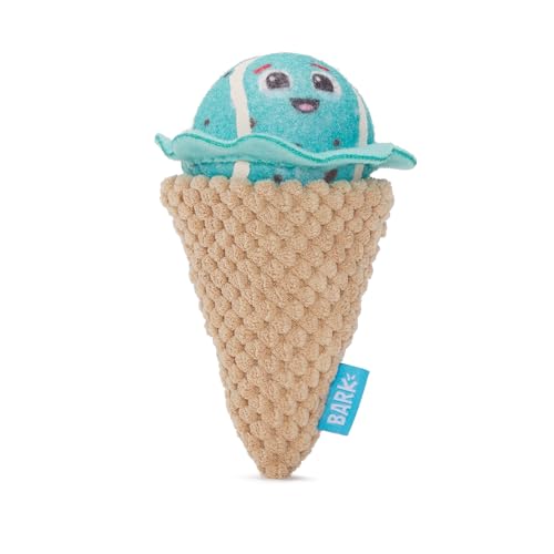 Barkbox Mint Chocolate Poop Scoop Dog Toy | 2-in-1 Plush Ice Cream Set with Squeaky Tennis Ball & Squeaker Cone | for Small Dogs - color: Poop Scoop
