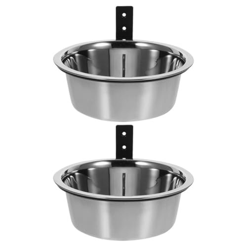 Wall Mounted Dog Bowl Elevated Feeding Station with Stainless Steel Raised Food and Water Bowls, 8-inch Hanging Pet Feeder for Large Dogs and Puppies, 2 Sets