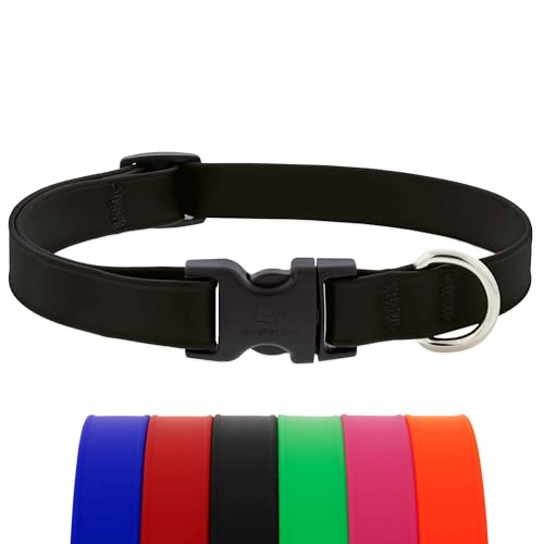 LupinePet Waterproof Splash Dog Collar, Jet Black, 3/4-inch Wide, adjusts 9-14", Made with BioThane - color: Jet Black, size: Small: Adjusts from 9 to 14 in, 3/4-in wide